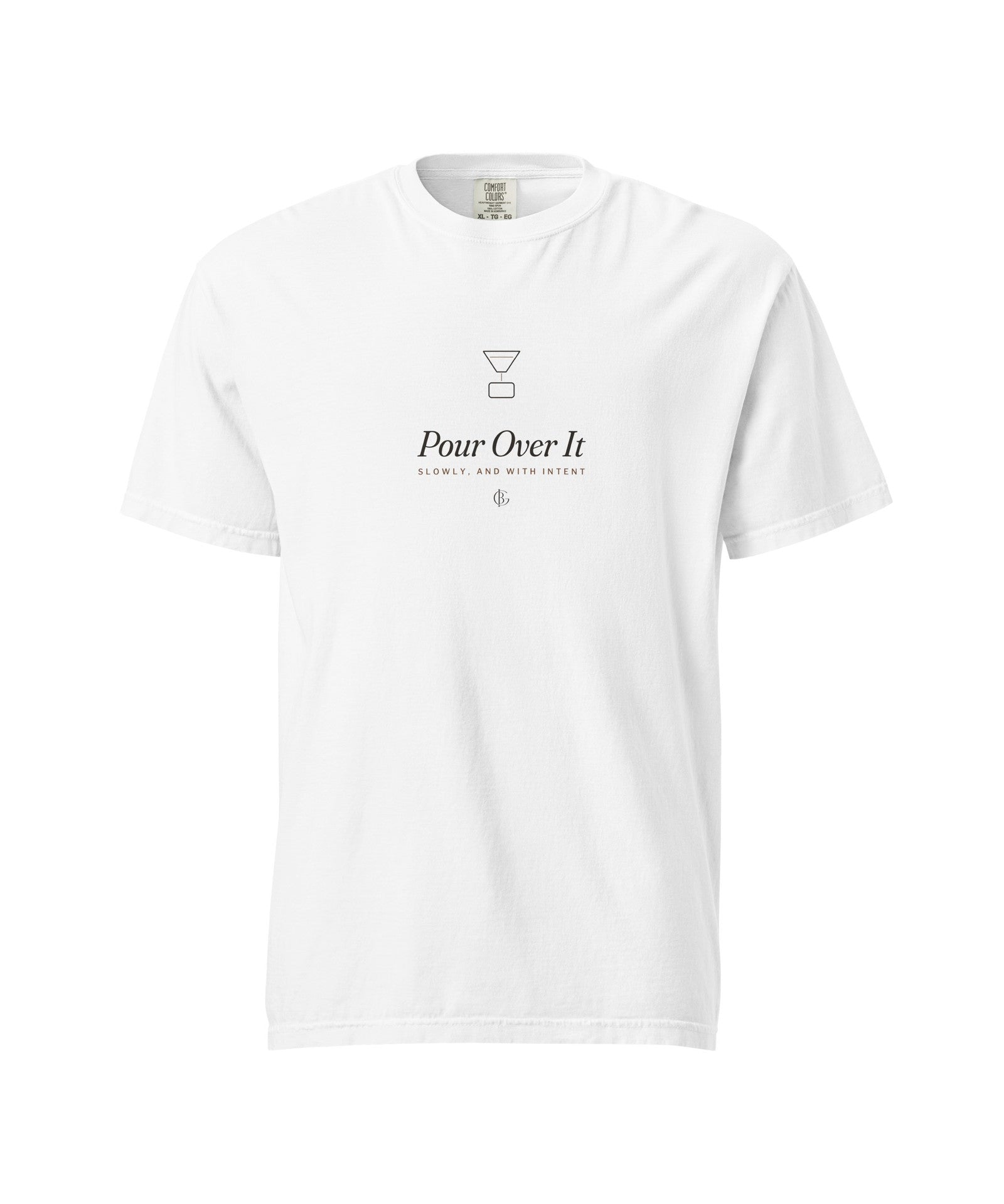 The Pour Over It Tee in White, product shot