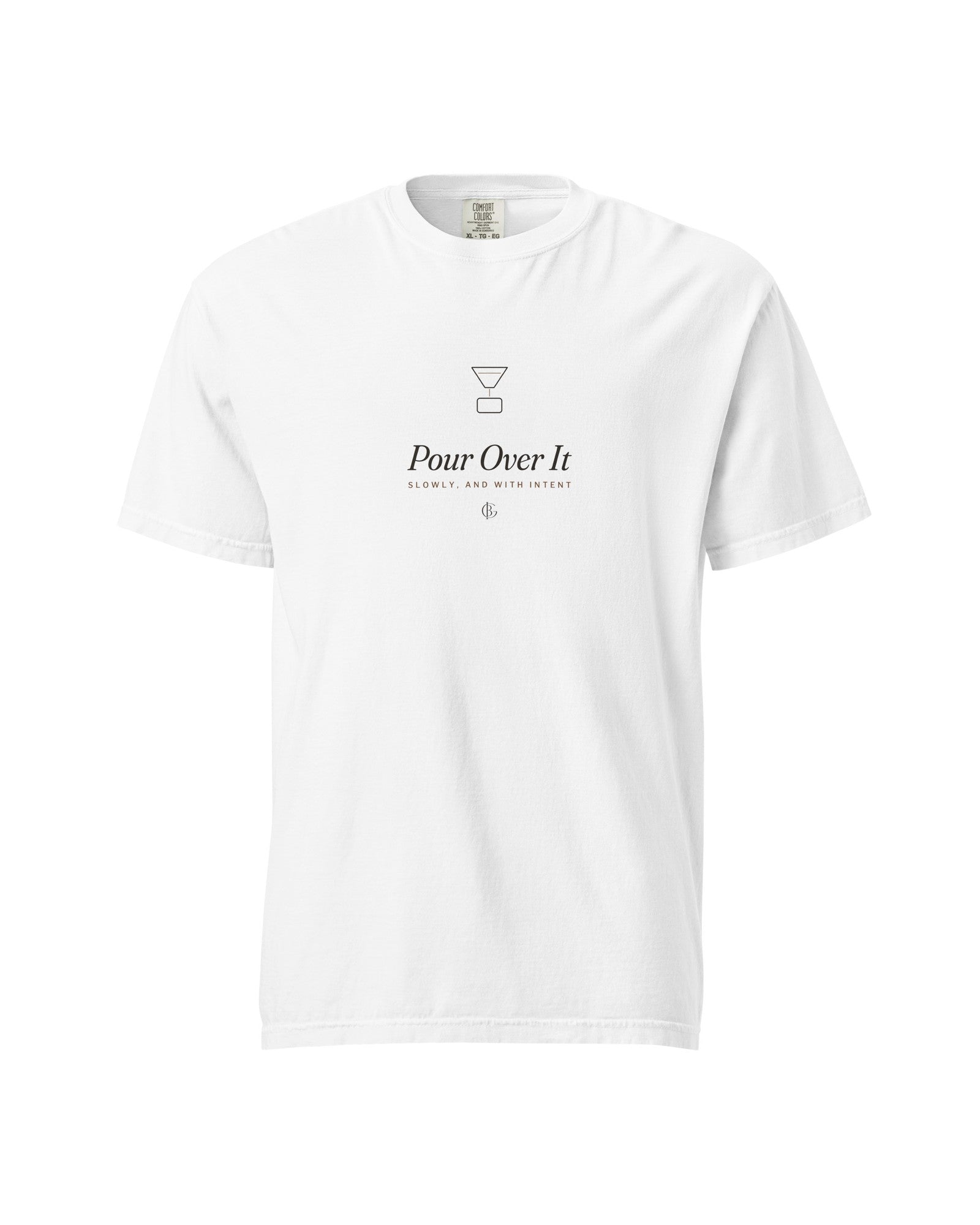 The Pour Over It Tee in White, product shot