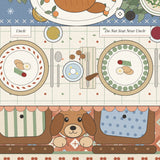 Detail: a dog waiting under the table beside the Uncle and Do Not Seat Near Uncle place cards