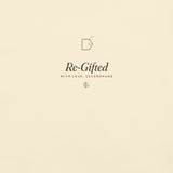 The Re-Gifted Tee in Ivory, close-up of the design