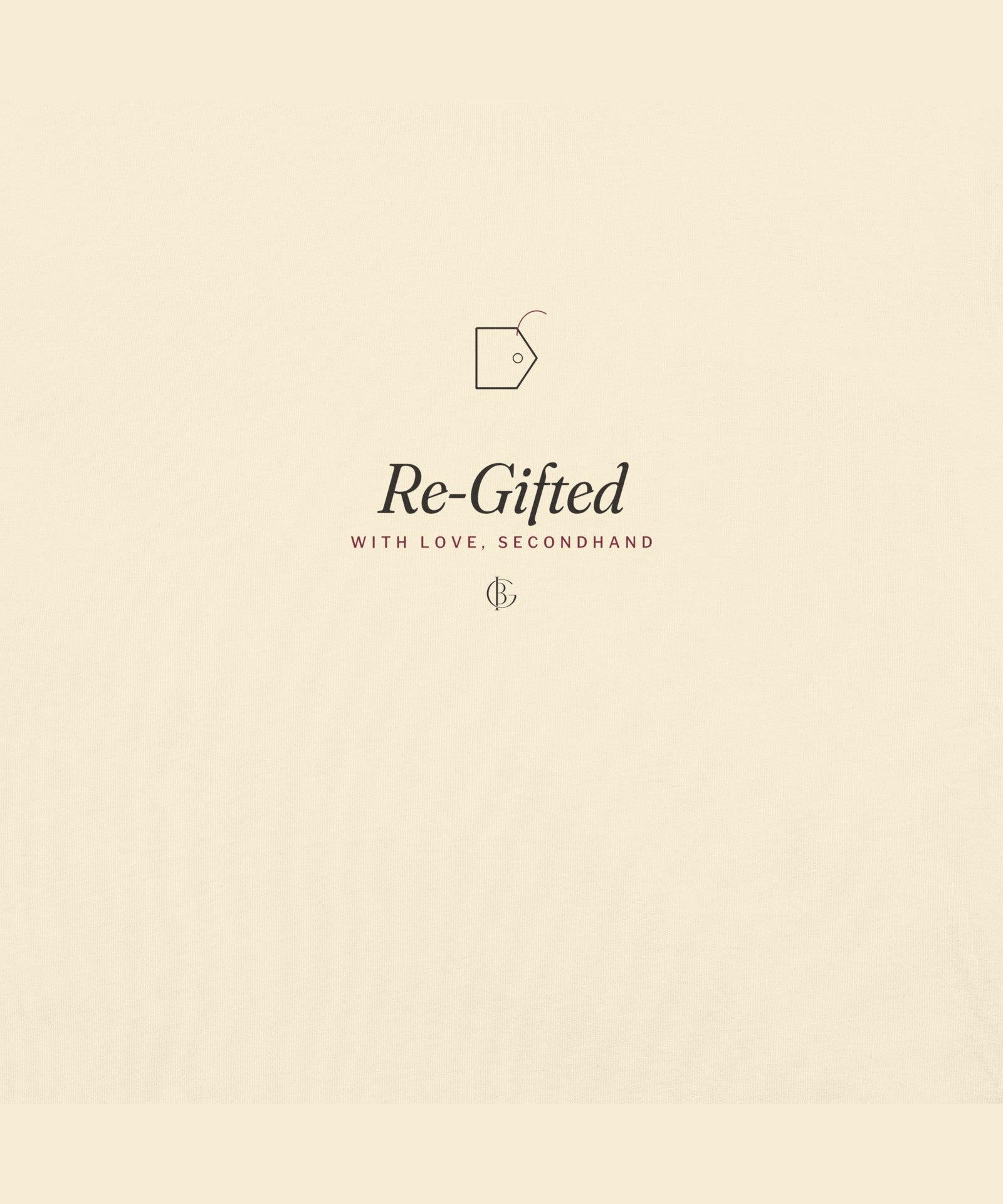 The Re-Gifted Tee in Ivory, close-up of the design