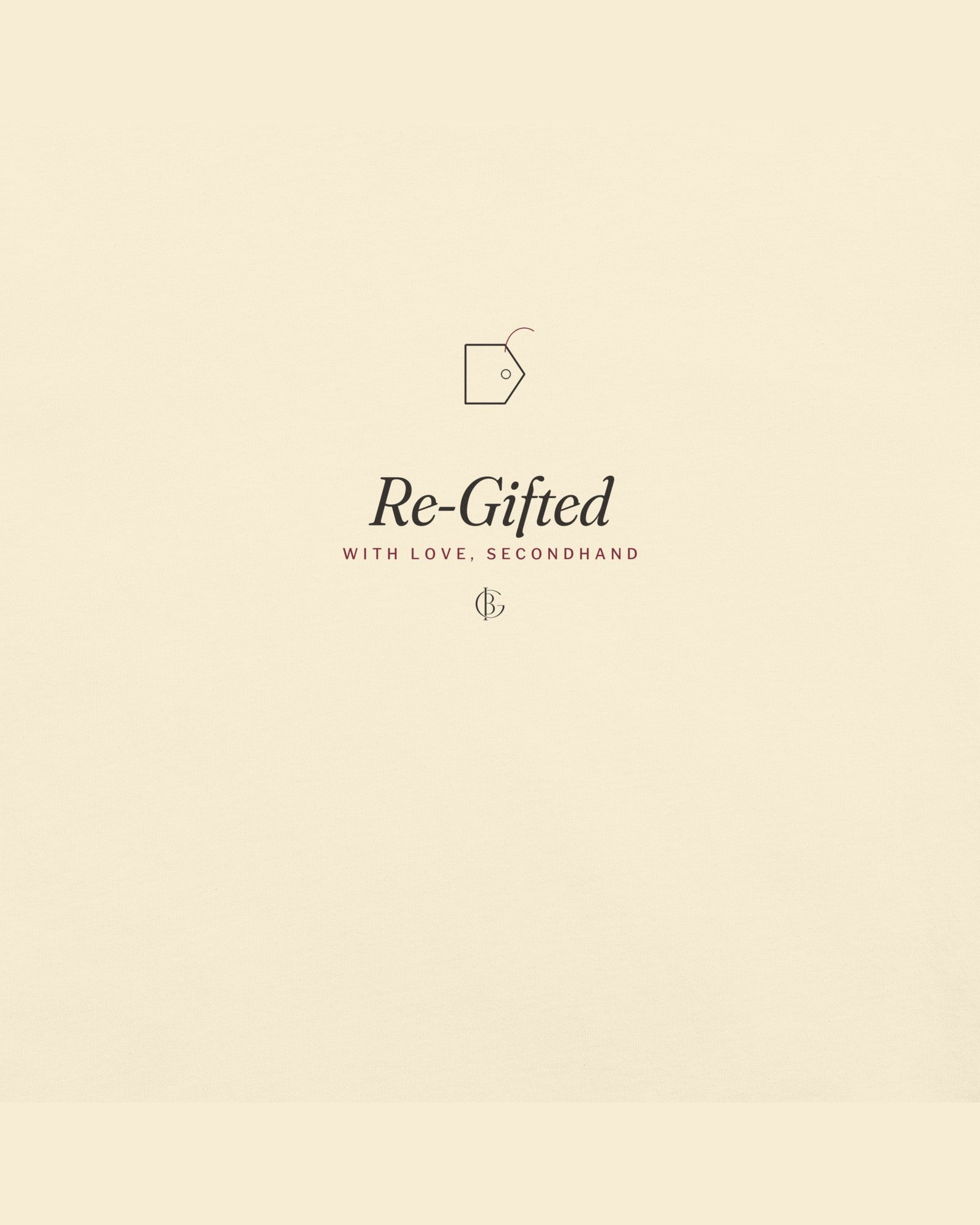 The Re-Gifted Tee in Ivory, close-up of the design