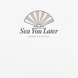 The Sea You Later Tee in White, close-up detail