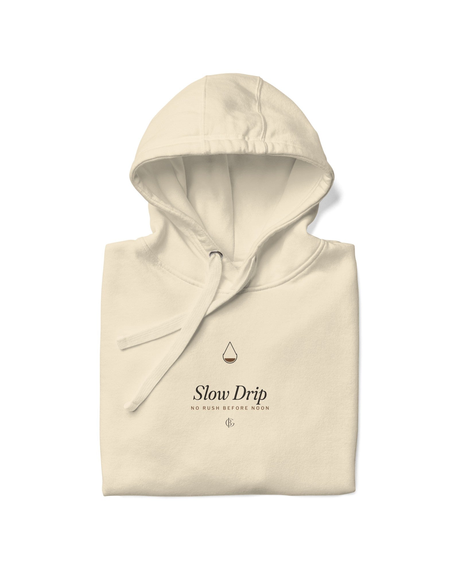 The Slow Drip Hoodie in Bone, neatly folded