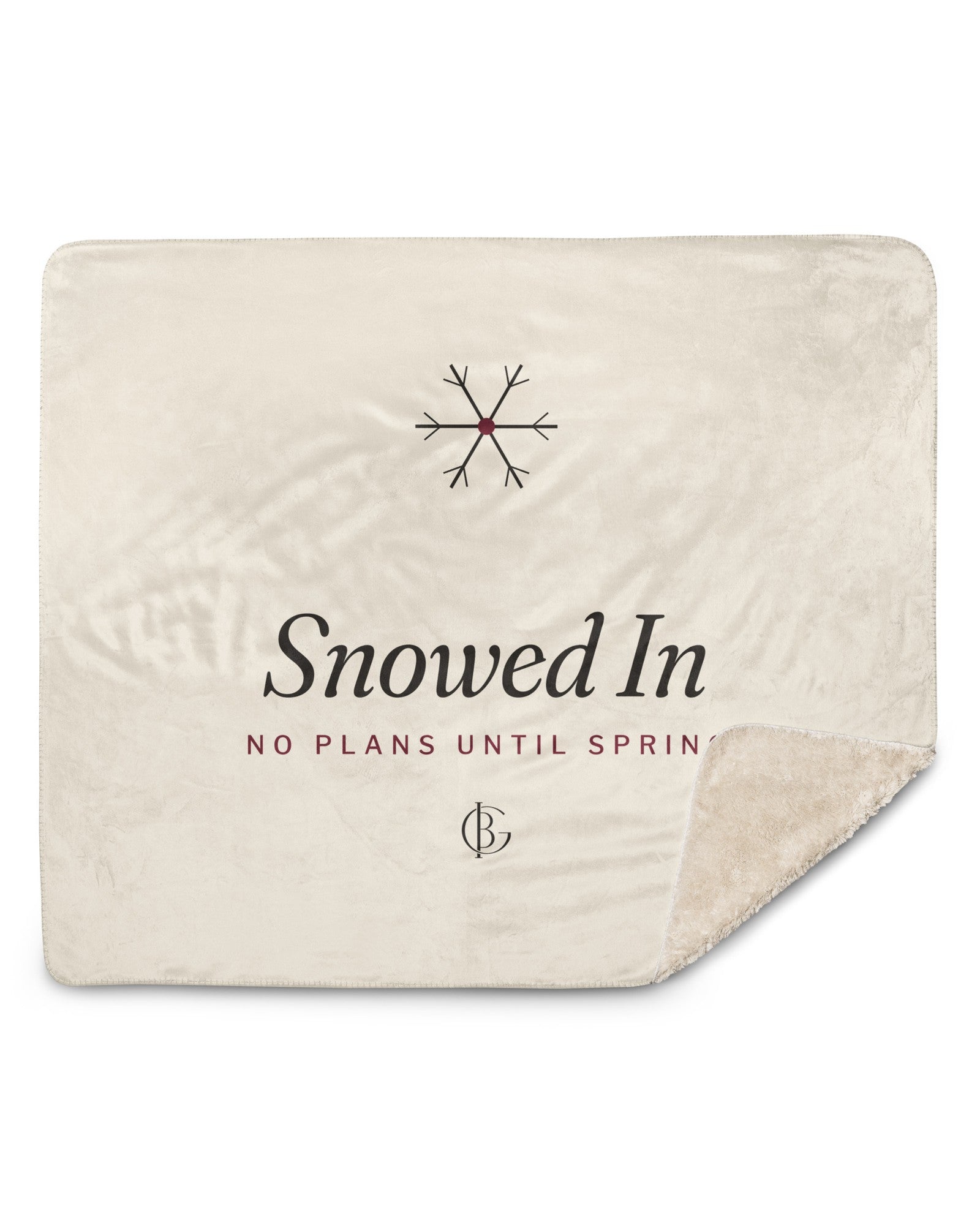 The Snowed In Sherpa Blanket in Tan, product shot from another angle