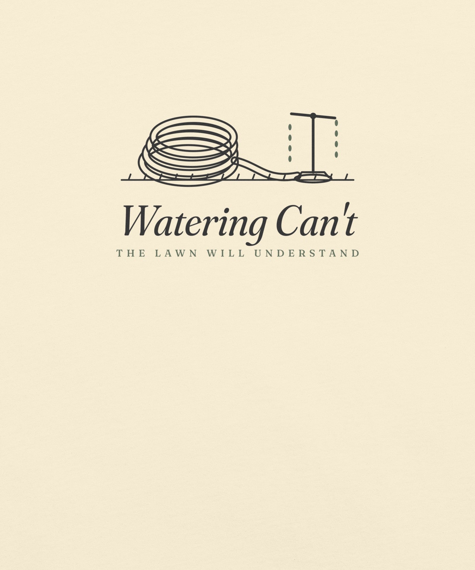 The Watering Can't Tee in Ivory, close-up detail