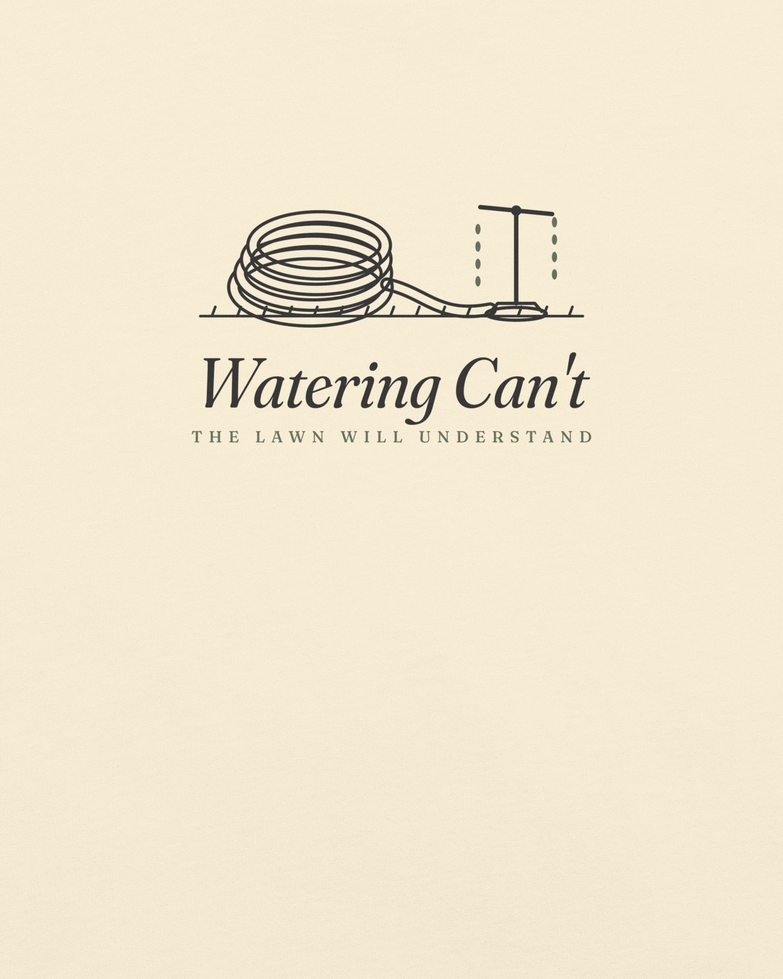 The Watering Can't Tee in Ivory, close-up detail