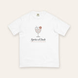 The Spritz o'Clock Tee in White, flat lay front, product shot on cream