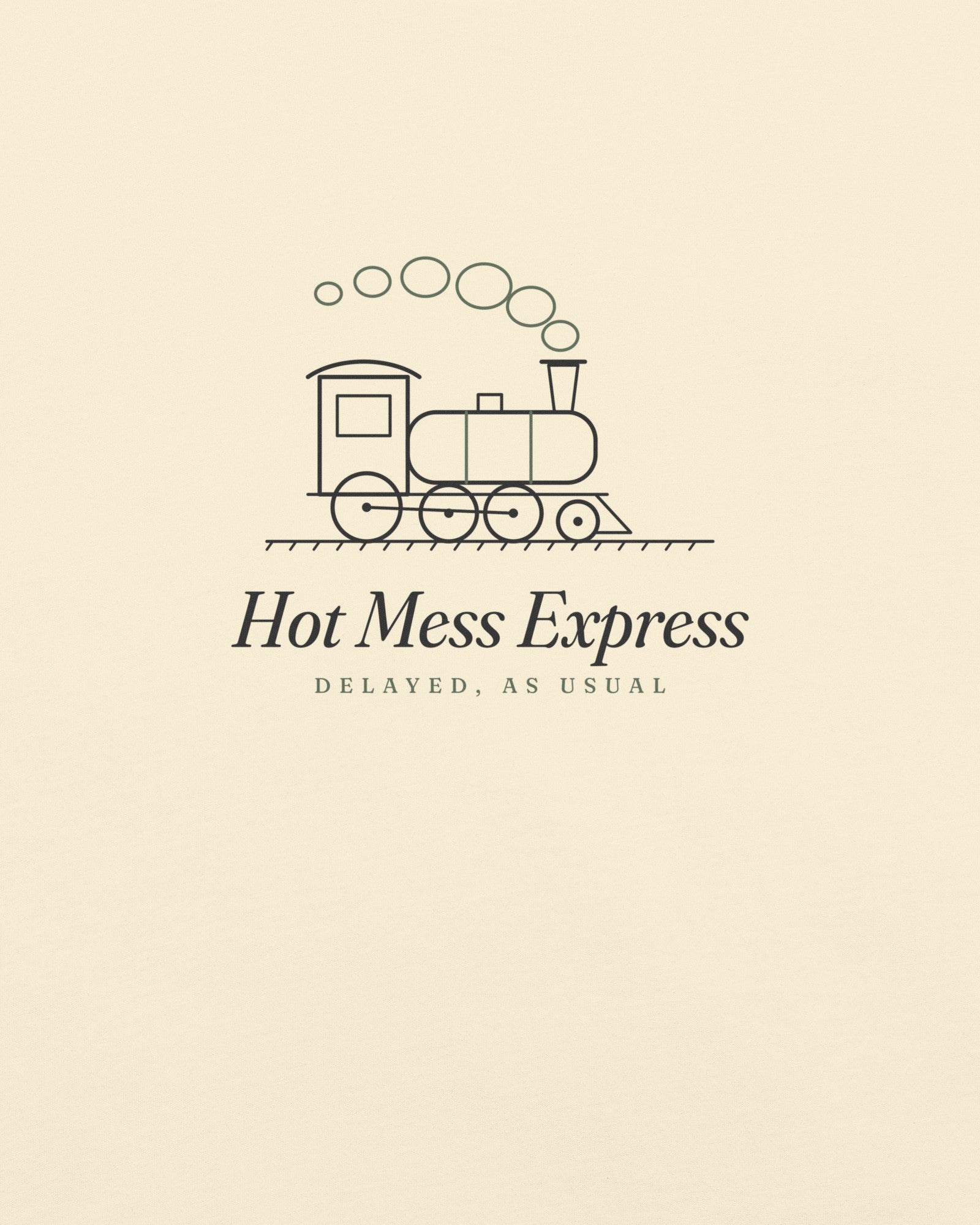 The Hot Mess Express Tee in Ivory, close-up detail