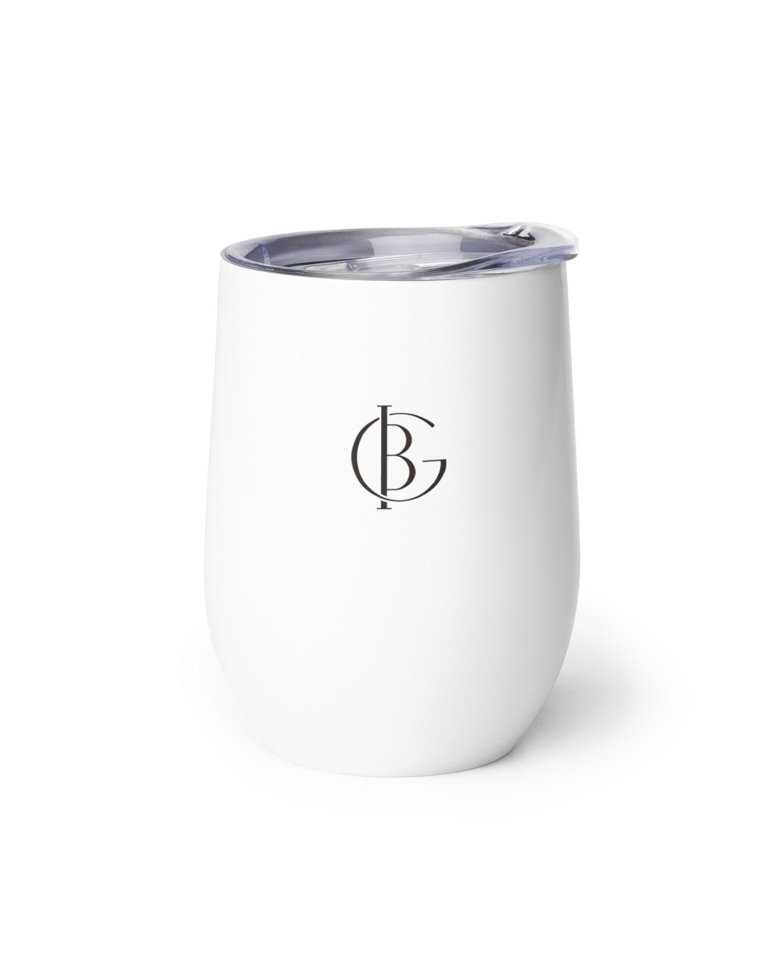 The Bottle Service Wine Tumbler, back with the GVBI monogram