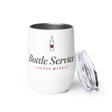The Bottle Service Wine Tumbler with its lid set aside