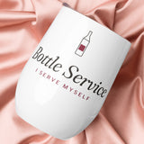 The Bottle Service Wine Tumbler on pink silk