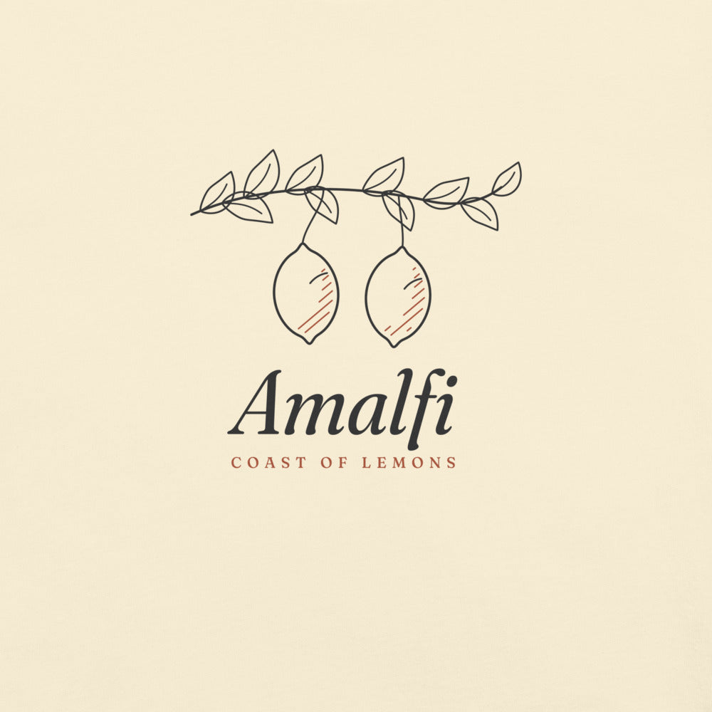 The Amalfi Tee in Ivory, close-up of the print
