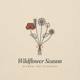 The Wildflower Season Hoodie in Bone, close-up of the print