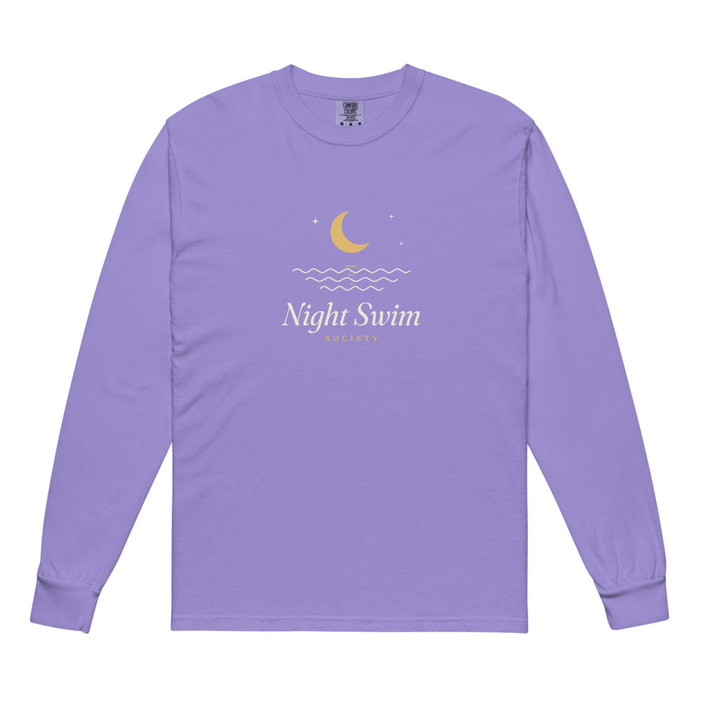 The Night Swim Society Long Sleeve in Violet, flat front