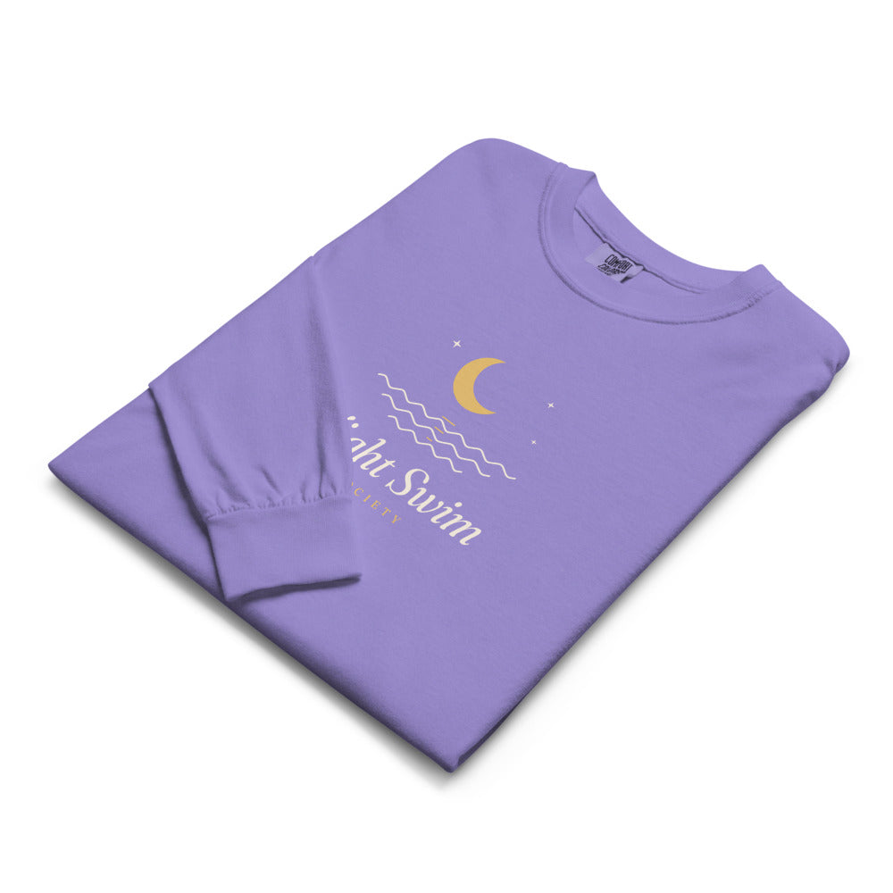 The Night Swim Society Long Sleeve in Violet, folded