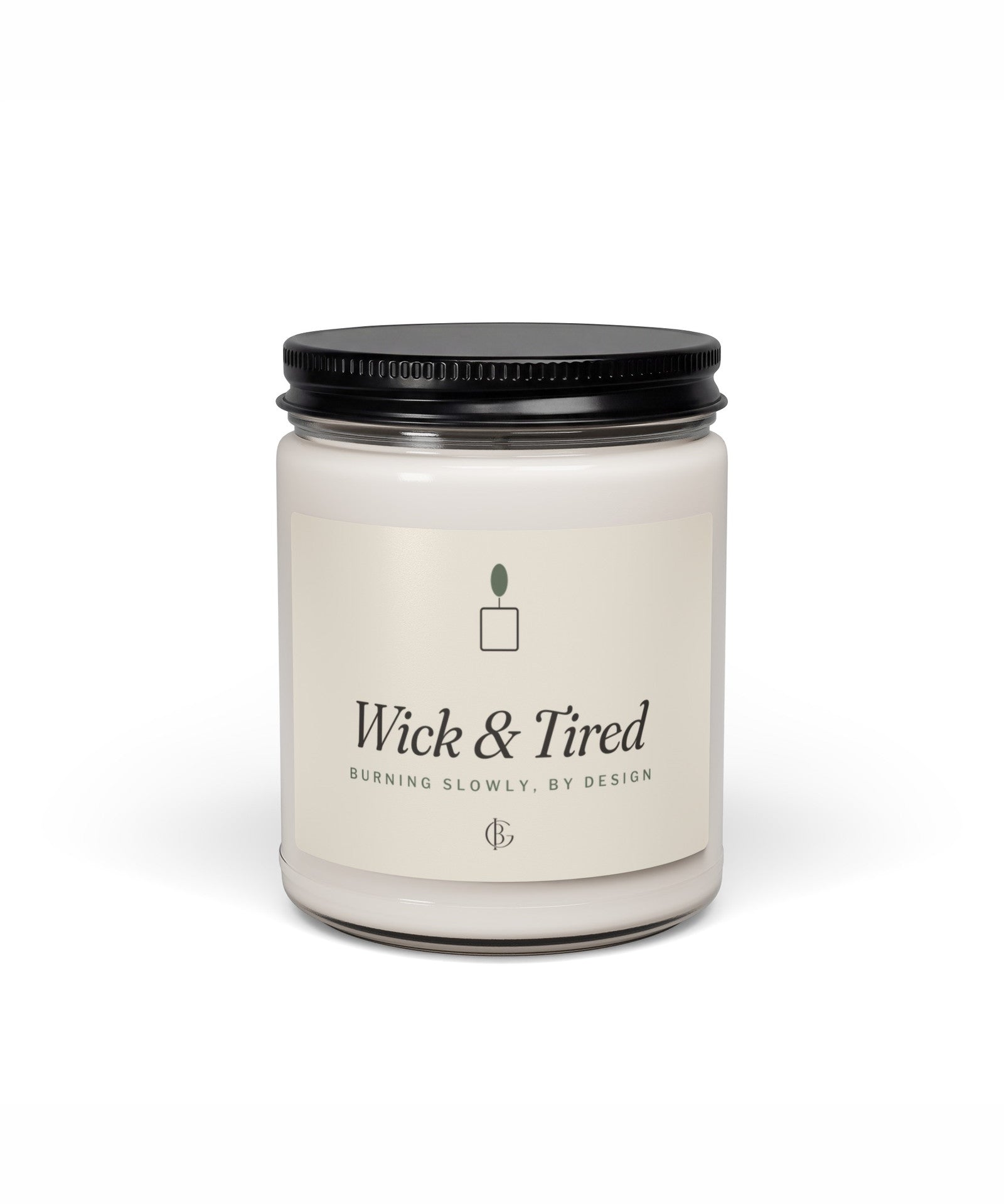 The Wick and Tired Candle in Clean Cotton, product shot