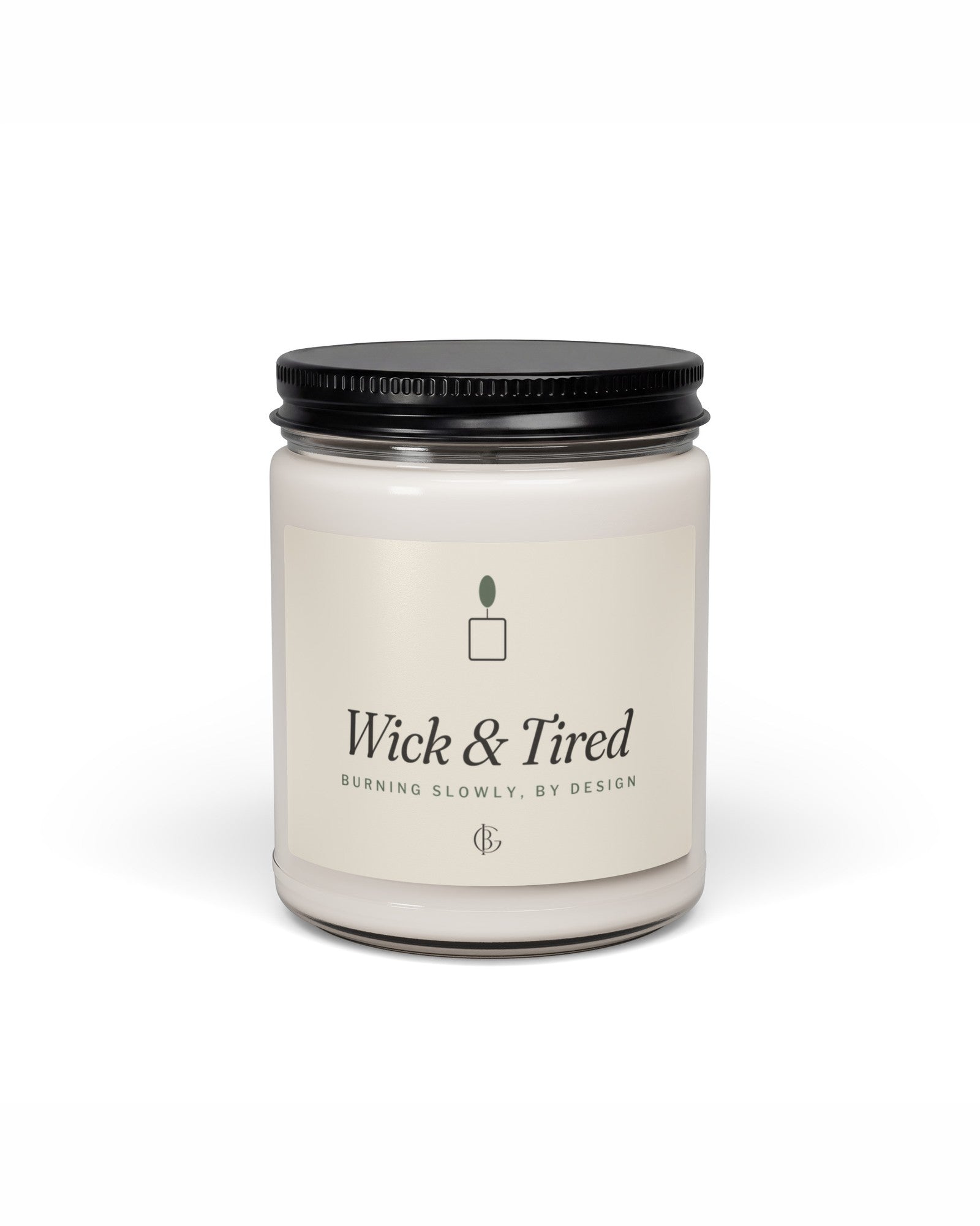 The Wick and Tired Candle in Clean Cotton, product shot