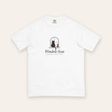 The Window Seat Tee in White, flat lay front, product shot on cream