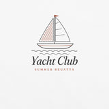 The Yacht Club Tee in White, close-up detail
