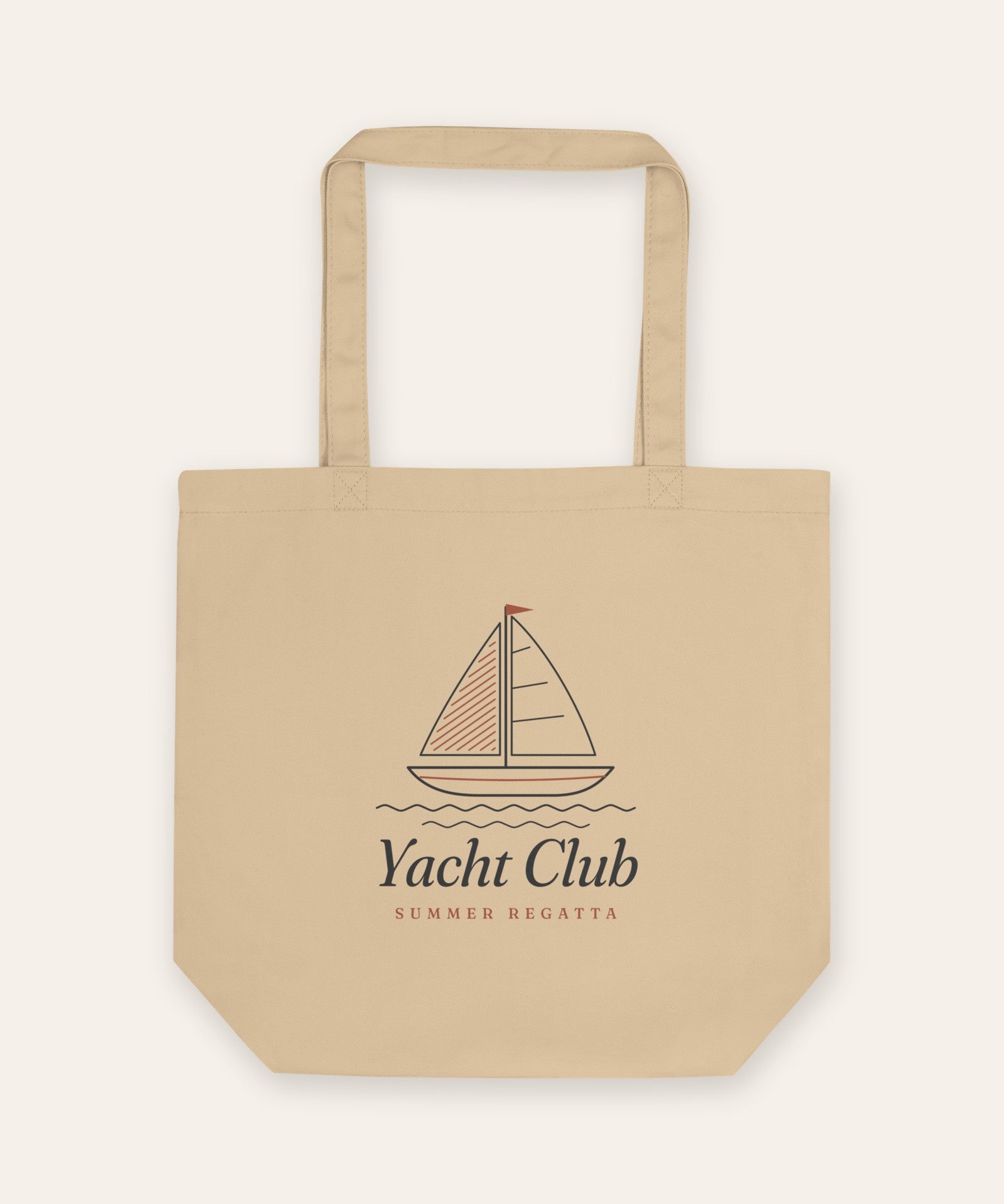 The Yacht Club Tote in Oyster, flat lay front, product shot on cream