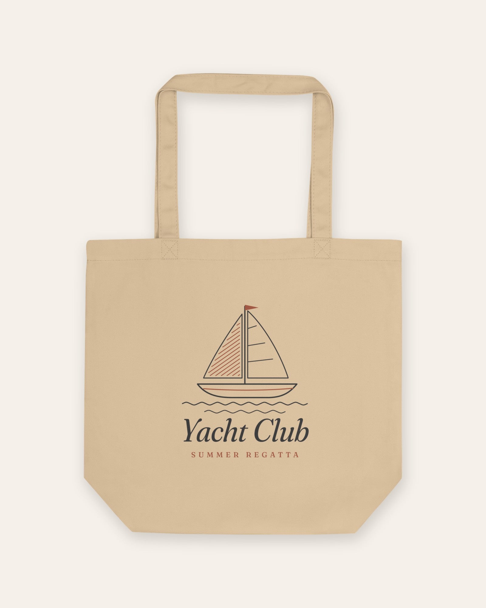 The Yacht Club Tote in Oyster, flat lay front, product shot on cream